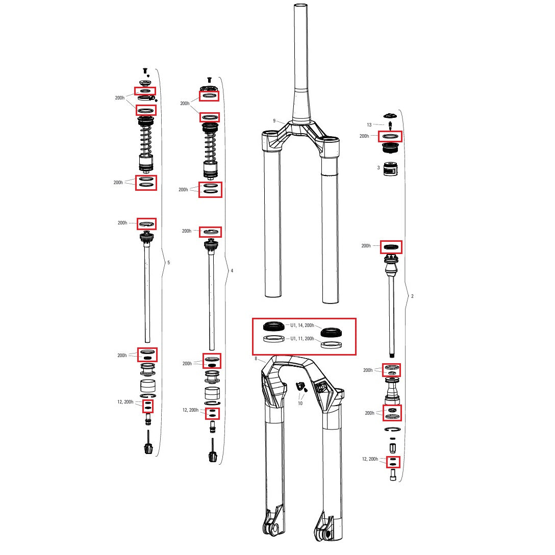 200 uur/jaar onderhoudskit ROCKSHOX PSYLO Gold (2025+) Generatie A