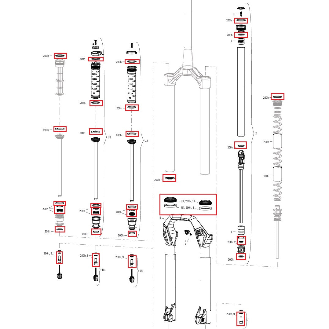 200 uur/jaar onderhoudskit ROCKSHOX PSYLO Silver (2025+) Generatie A