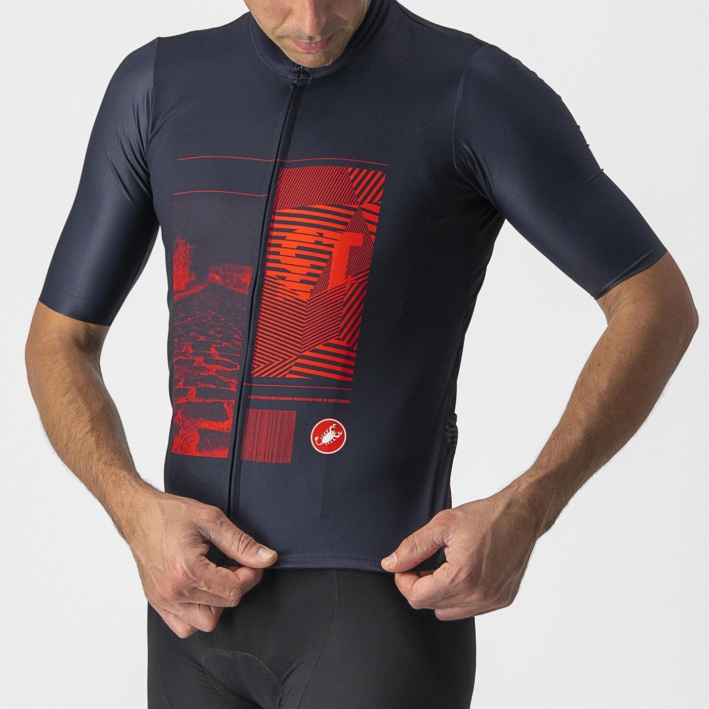 CASTELLI 13 SCREEN Korte Mouw Trui Blauw/Rood