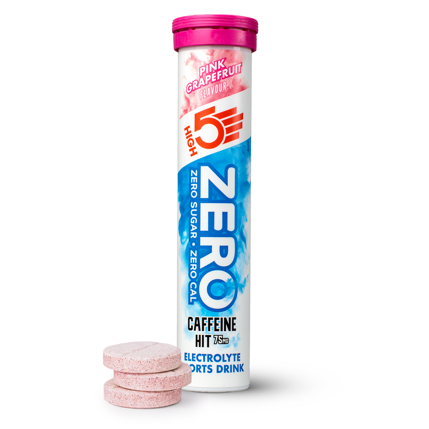 Electrolyten Hydratatietabletten High5 NUL Cafeïne (x20) Roze Pompelmoes