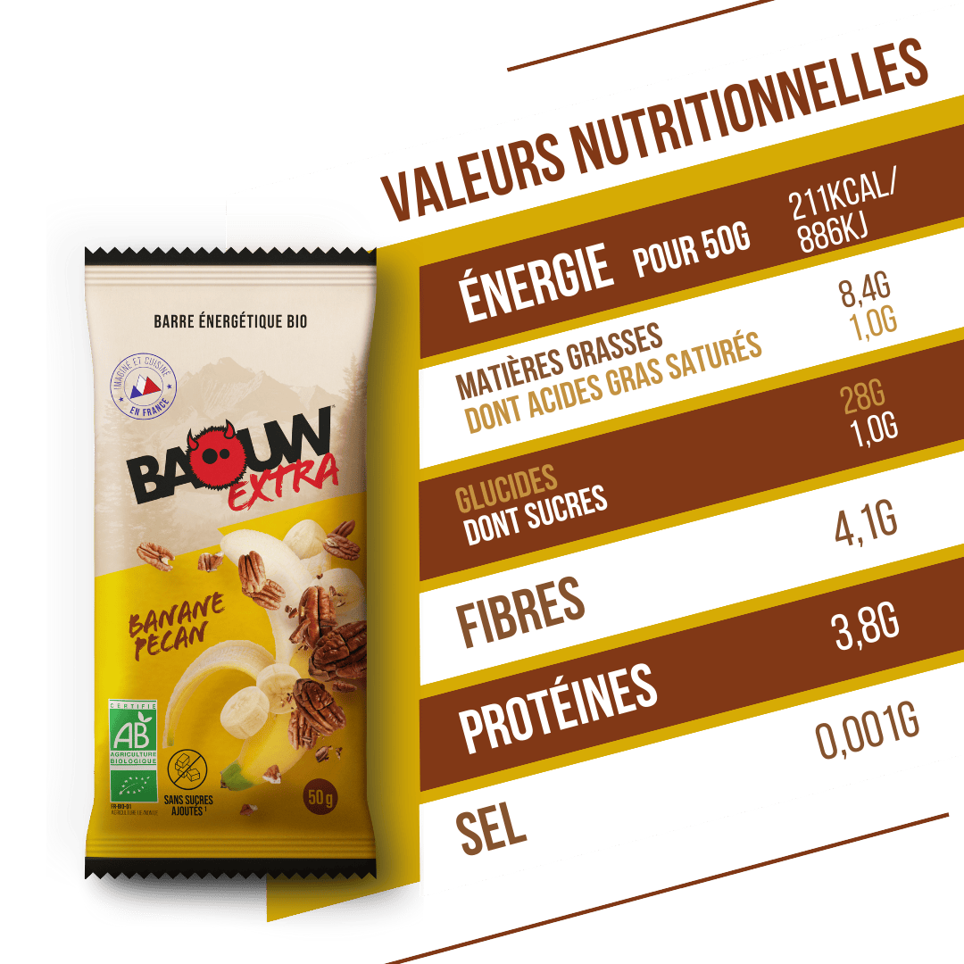 BAOUW ORGANIC EXTRA Banaan-Pecan Energiereep (50g)