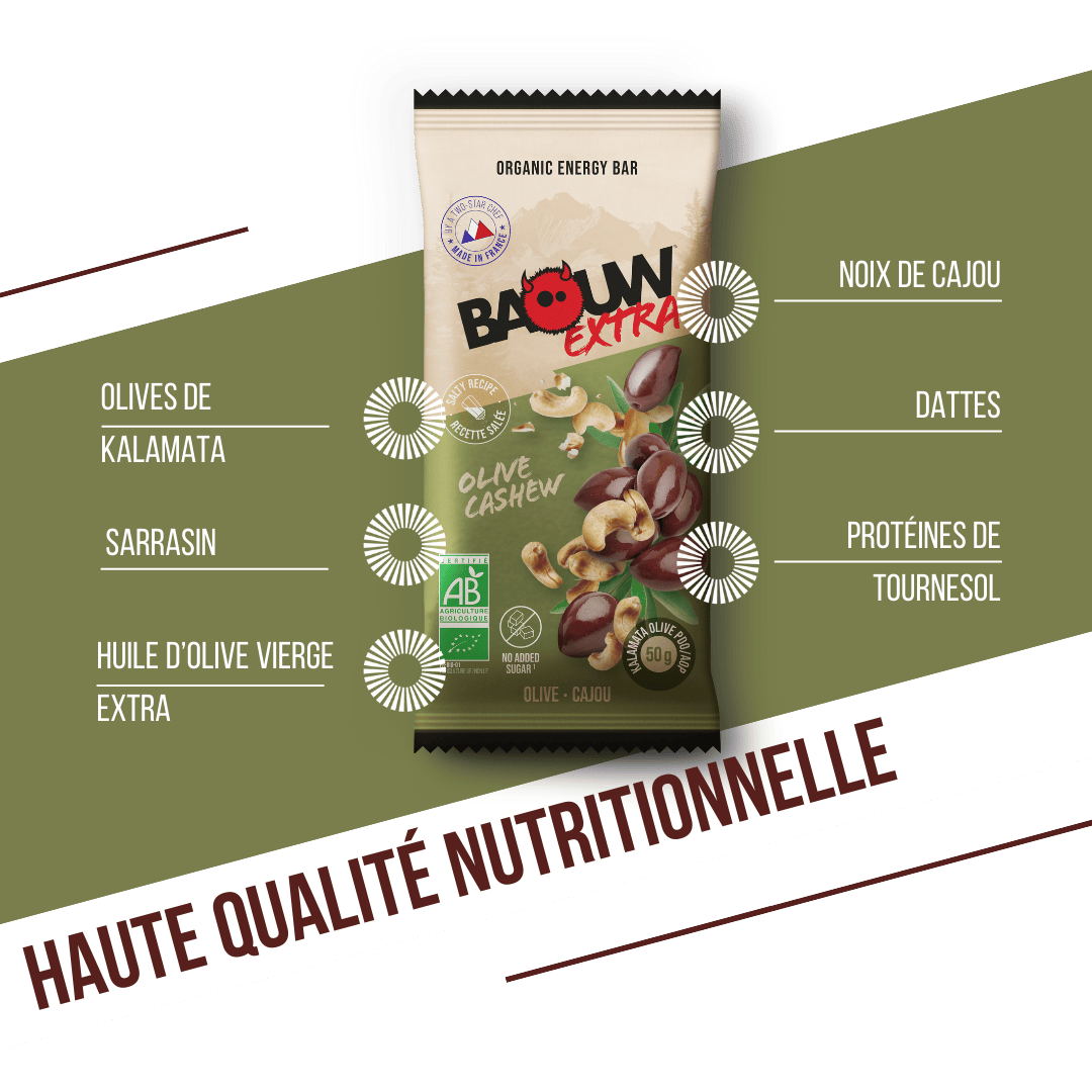 BAOUW ORGANIC EXTRA Gezouten Olijf-Cashew Energiereep (50g)
