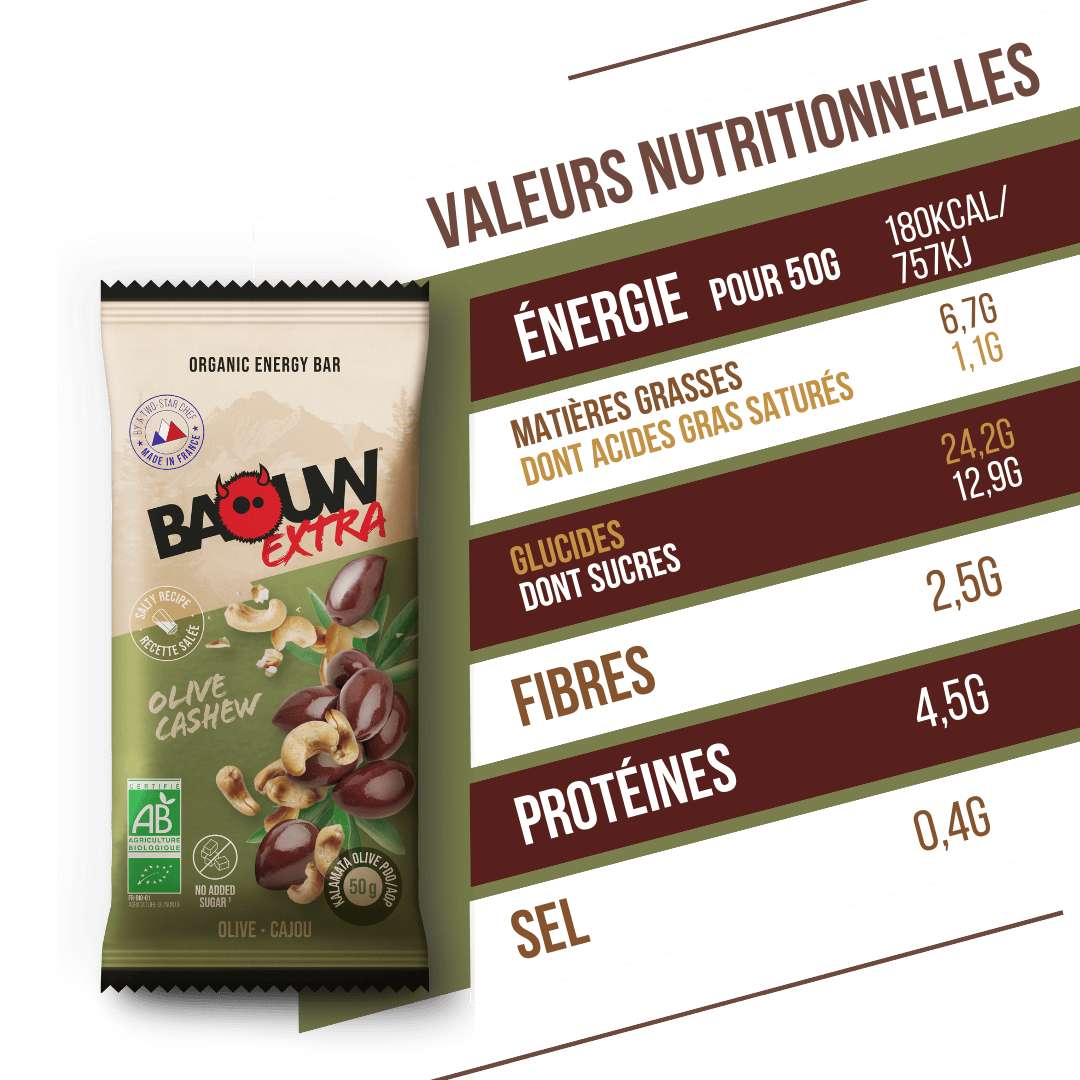 BAOUW ORGANIC EXTRA Gezouten Olijf-Cashew Energiereep (50g)