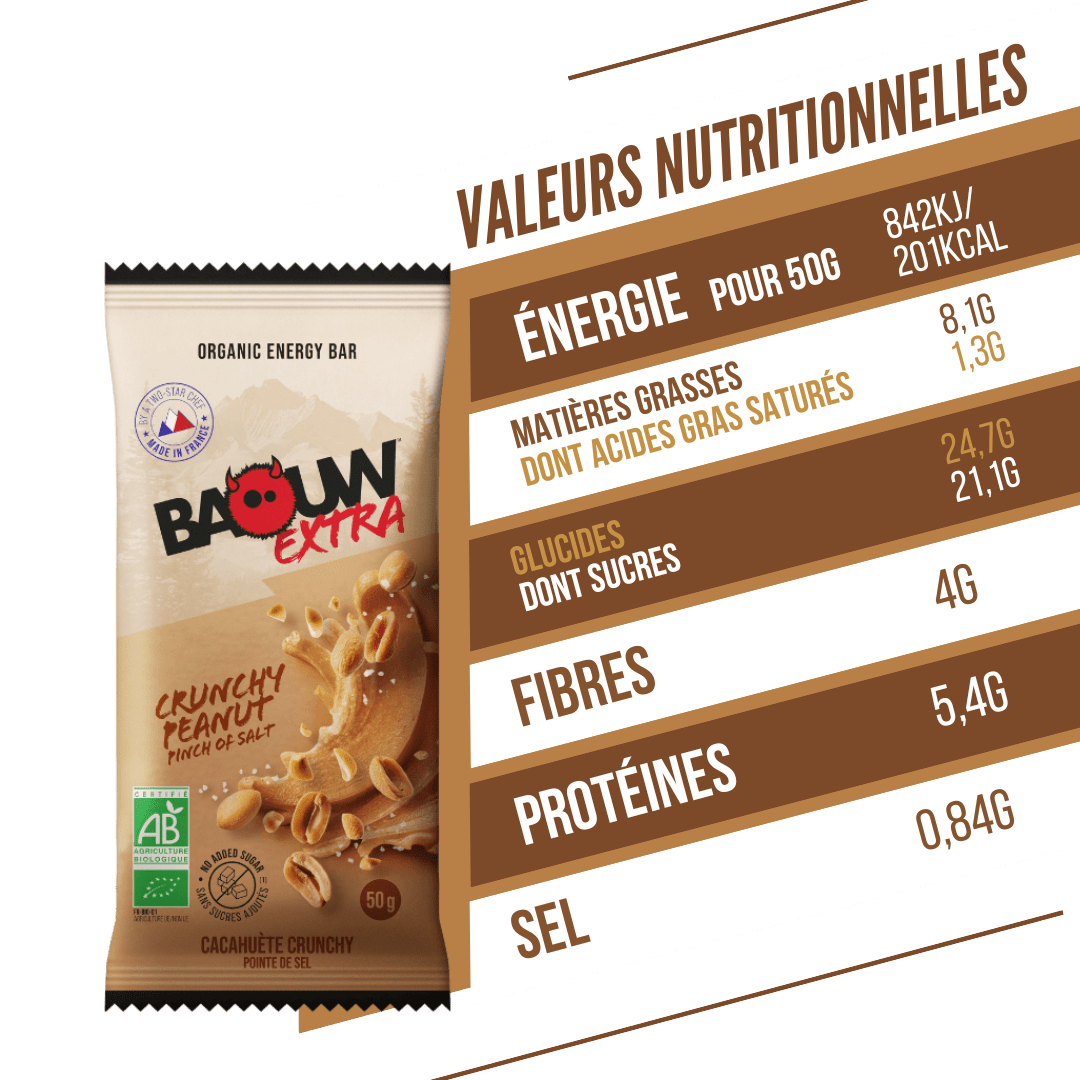 BAOUW ORGANIC EXTRA Crunchy Pinda Energiereep (50g)