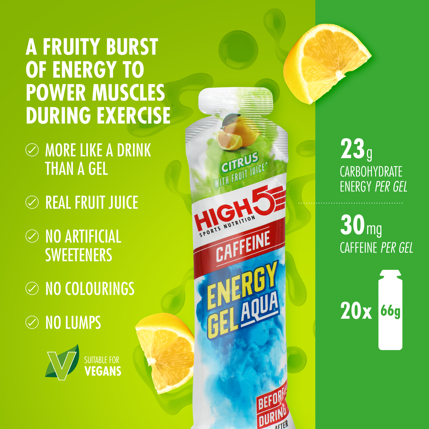 HIGH5 ENERGY GEL Aqua Cafeïne (66g) Citroen