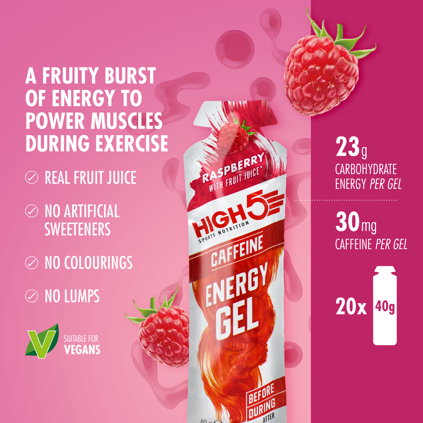 High5 ENERGY GEL Cafeïne (40g) Framboos