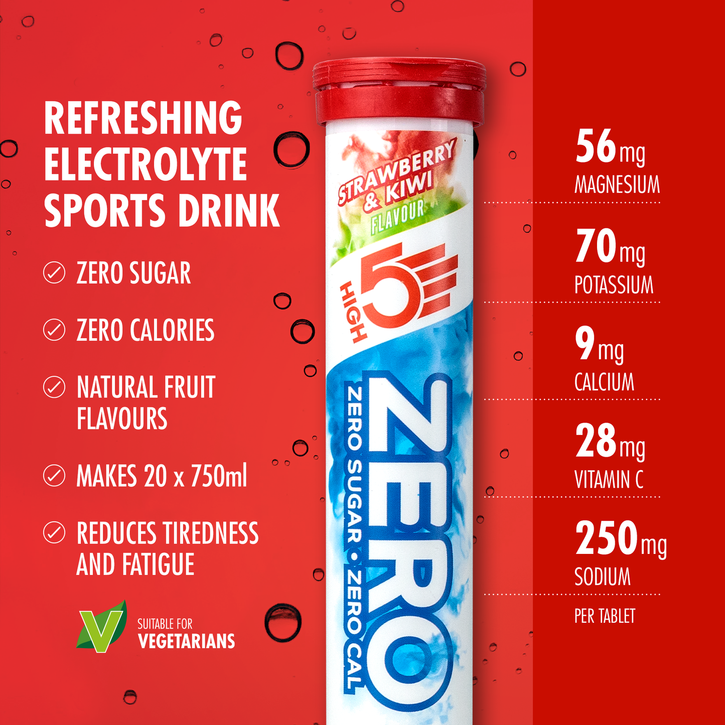 High5 ZERO elektrolyten hydratatie (20 tabletten) aardbei kiwi