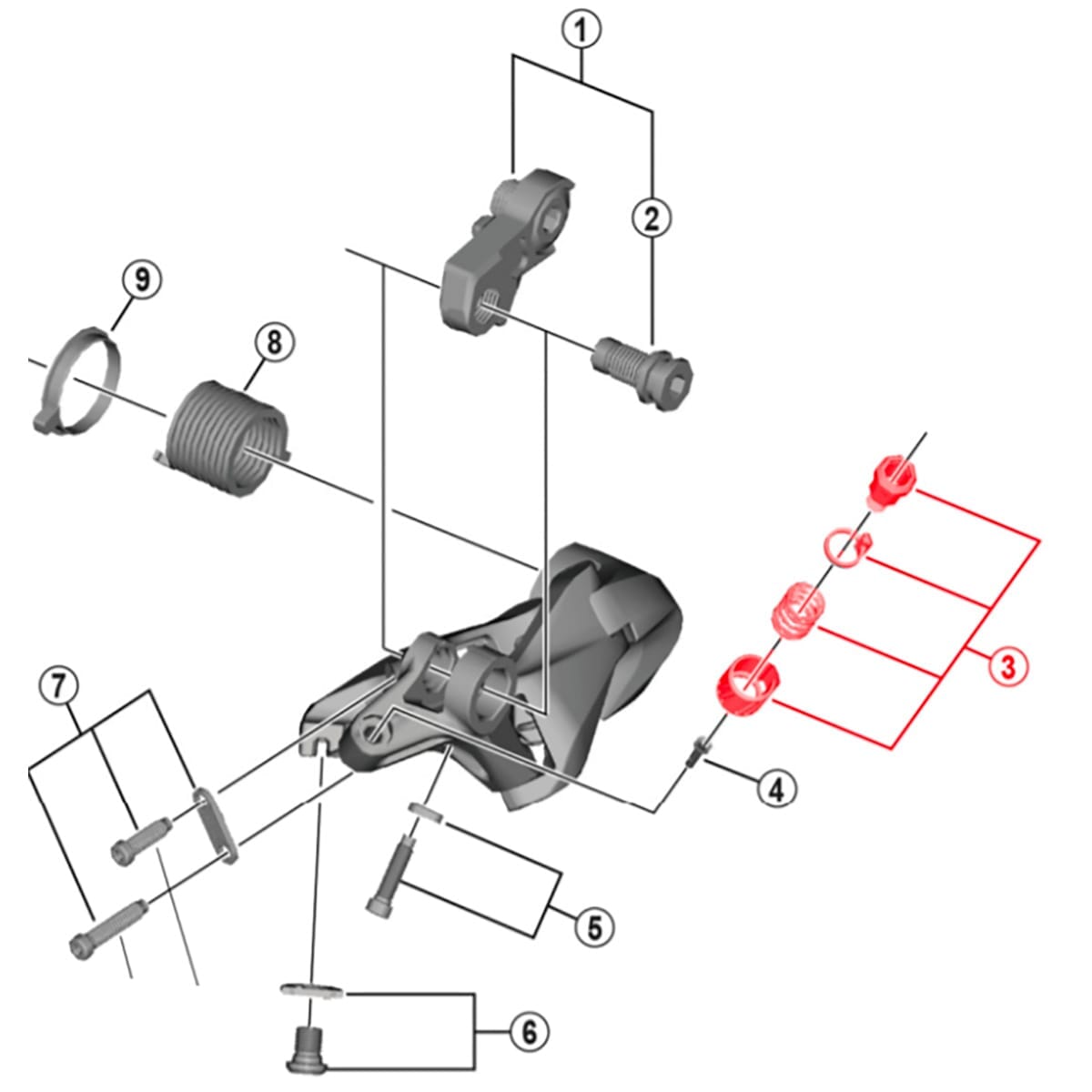 Stelset kabelspanning voor SHIMANO DURA-ACE RD-R9100 achterderailleur