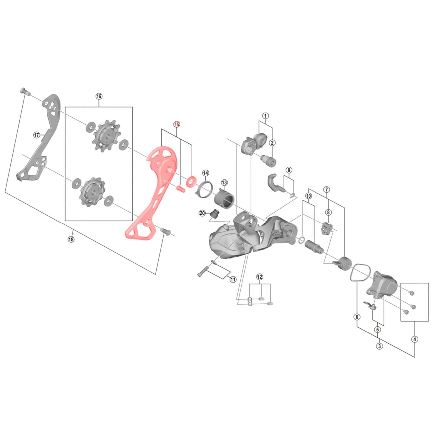 Chape de Dérailleur Arrière Externe Médium SHIMANO XT Di2 RD-M8050-GS #Y5ZN98070