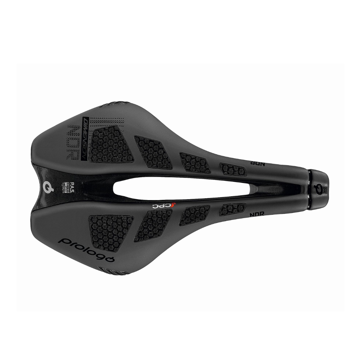 Zadel PROLOGO DIMENSION NDR CPC 143 mm TiroX Rails Zwart