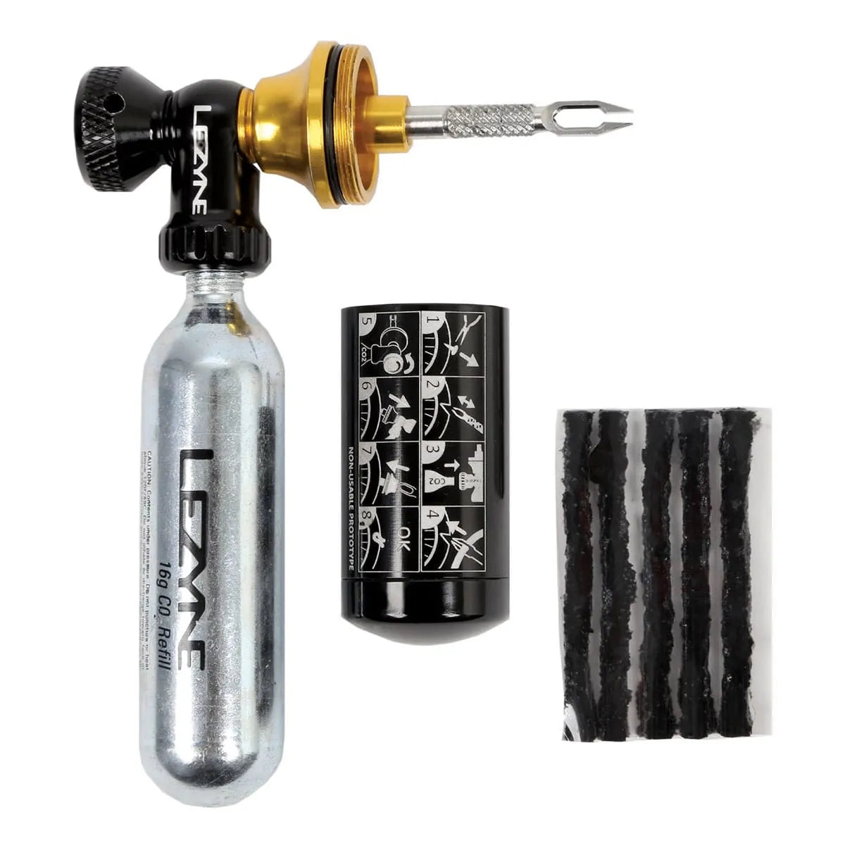 Reparatieset voor binnenbandloze CO2 LEZYNE BLASTER + 5 bitjes