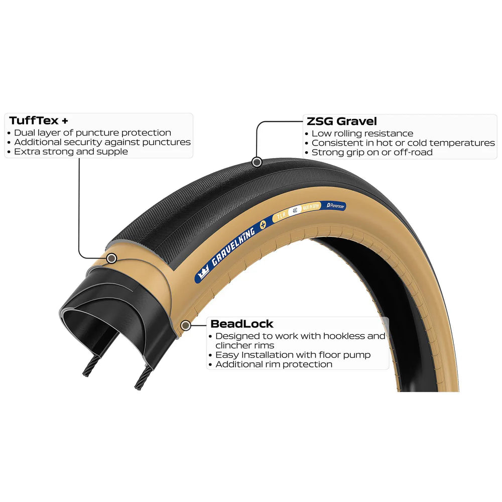 PANARACER GRAVELKING SLICK+ TLR 700x30c Tubeless voorbereid Beige band