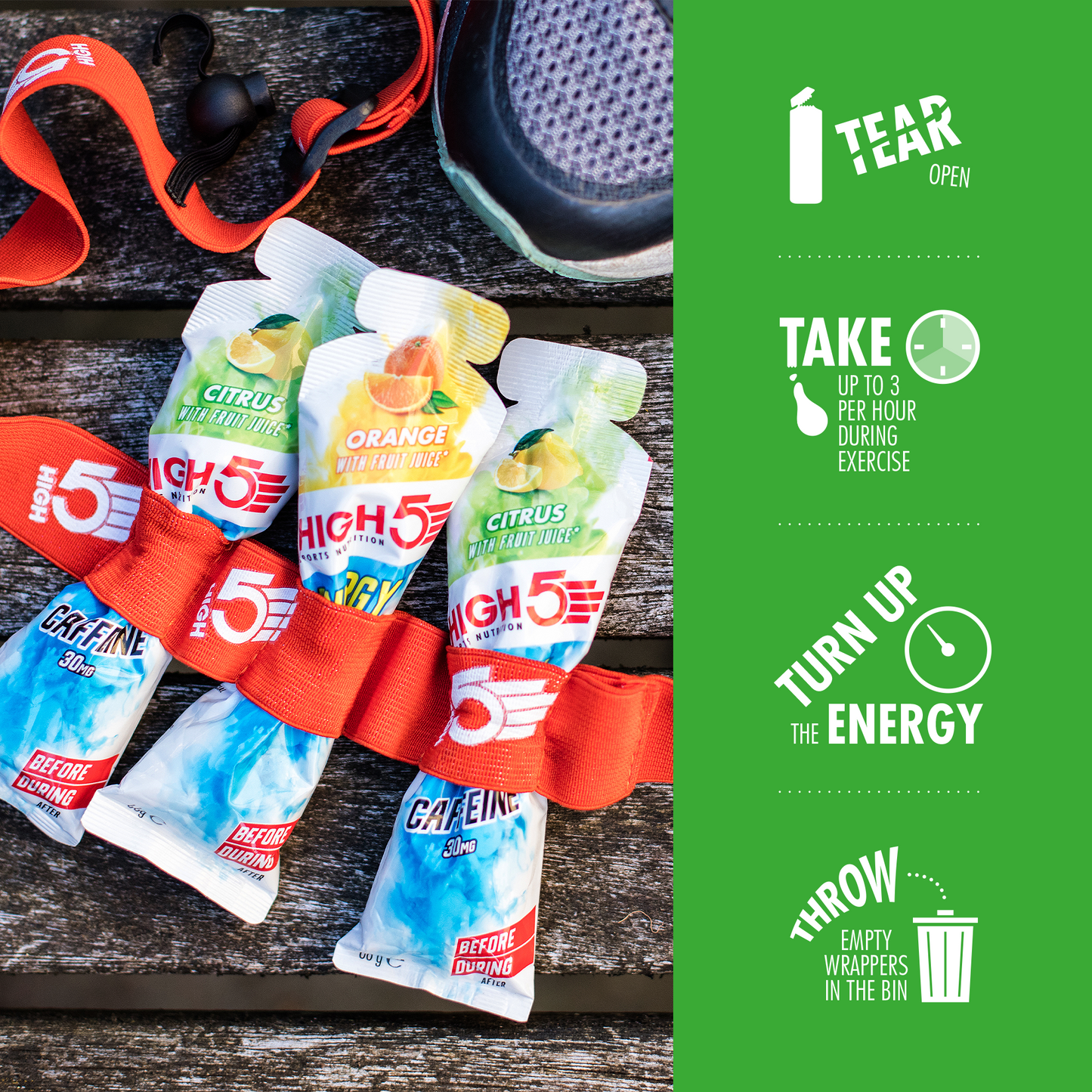 HIGH5 ENERGY GEL Aqua Cafeïne (66g) Citroen