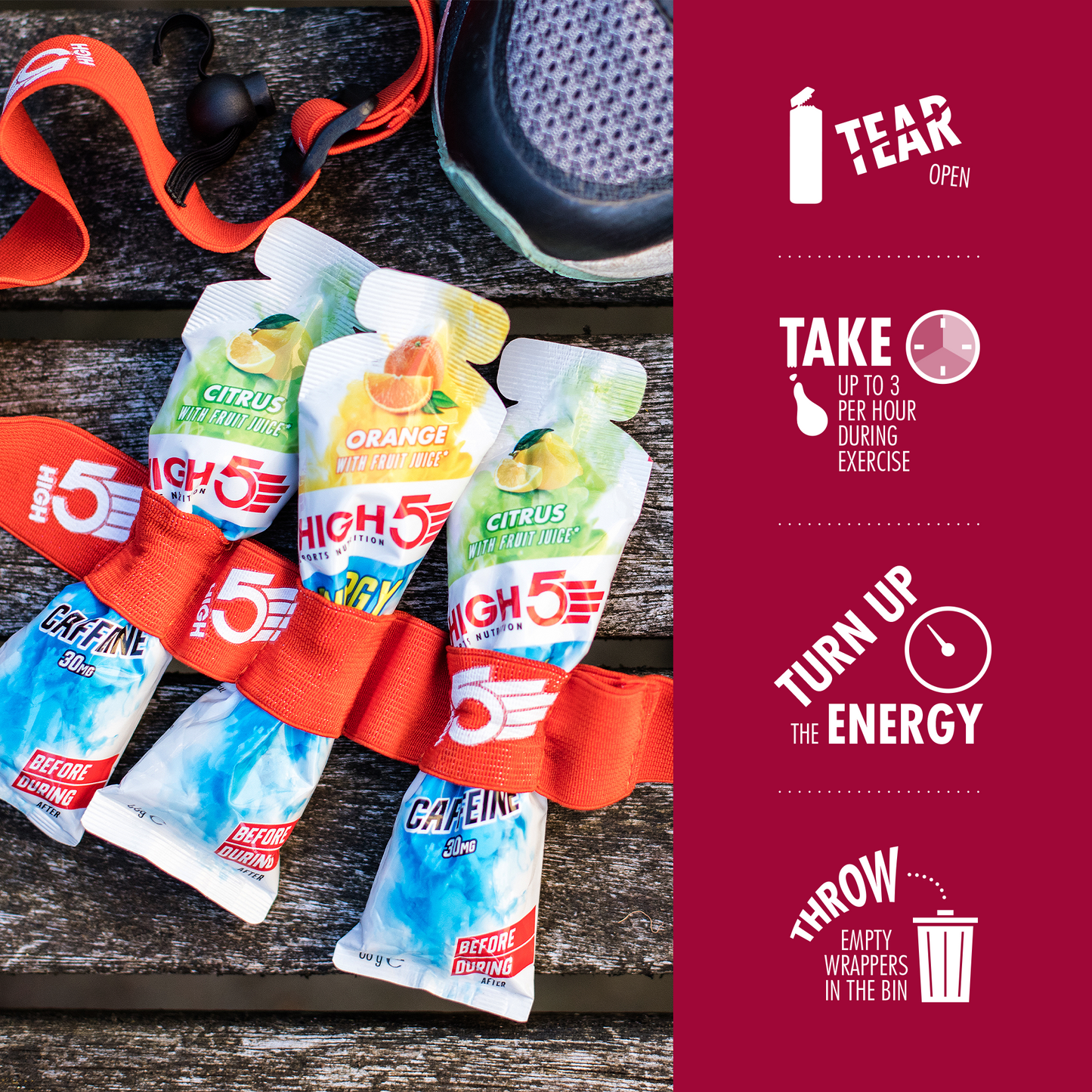 HIGH5 ENERGY GEL Aqua (66g) Rode vruchten