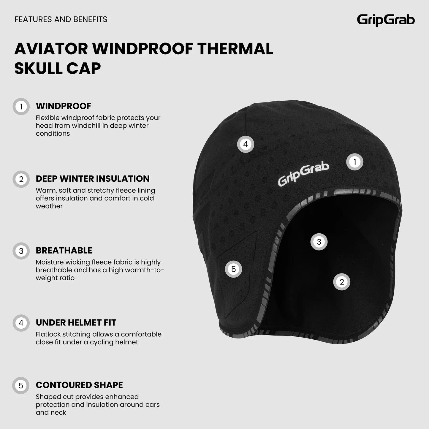 GRIPGRAB AVIATOR DEEPWINTER Zwarte muts