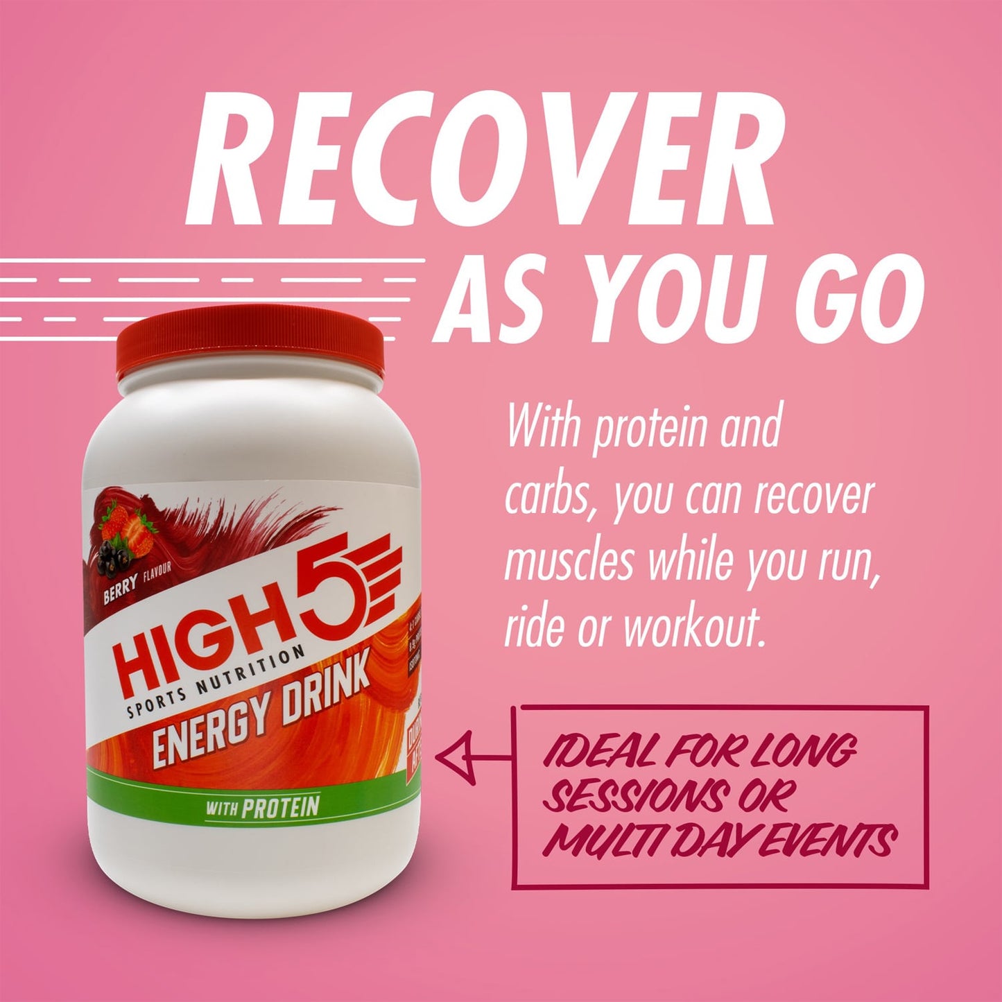 Energiedrank High5 ENERGY DRINK PROTEIN (1,6kg) Rood Fruit