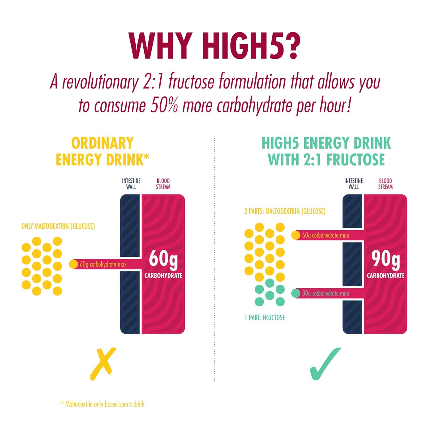 Energiedrank High5 ENERGY DRINK PROTEIN (1,6kg) Rood Fruit