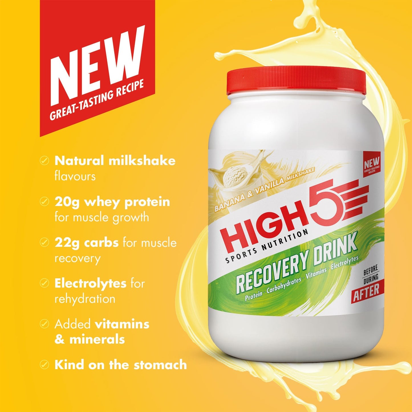 Hersteldrank High5 RECOVERY DRINK (1.6kg) Banaan Vanille Milkshake