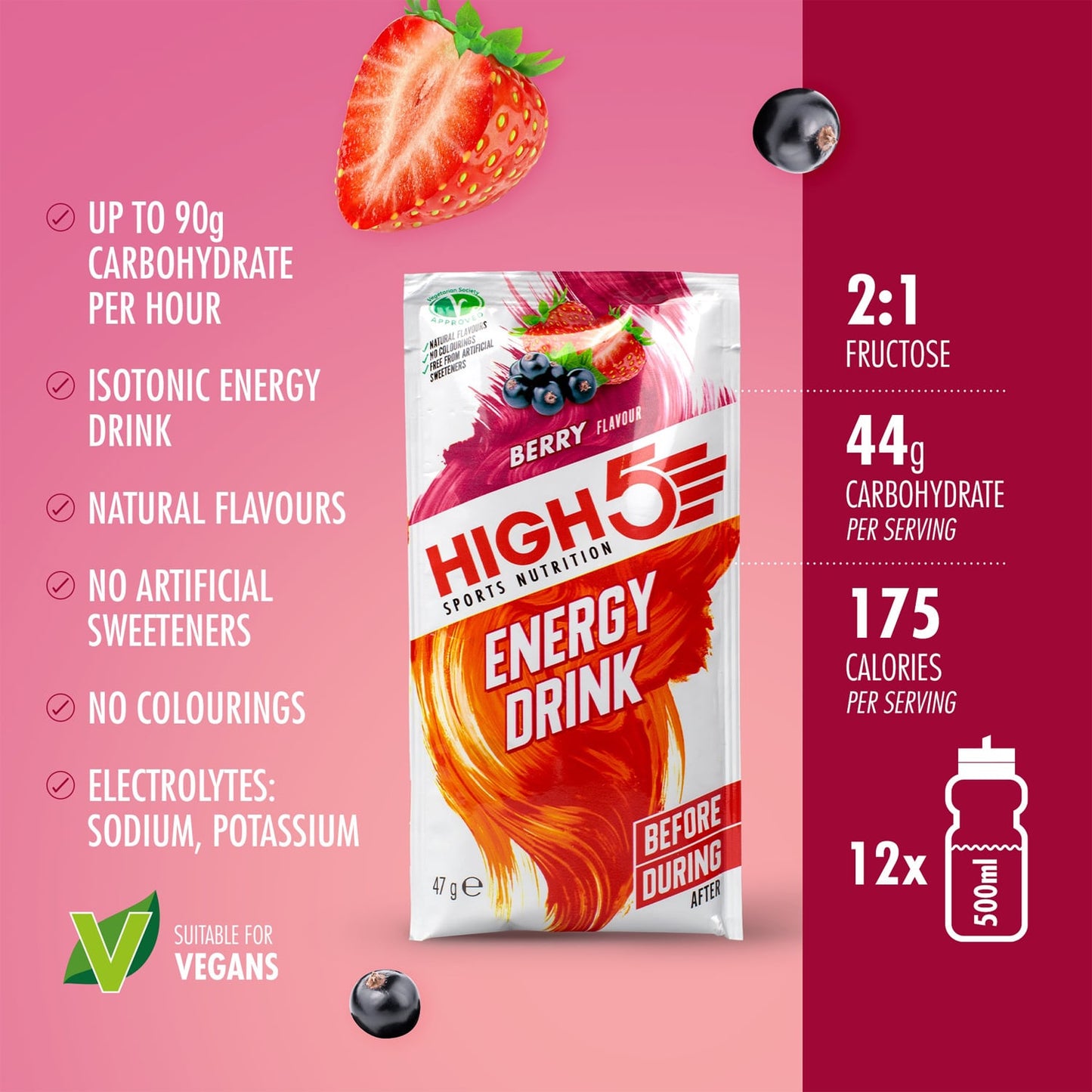 Energiedrank High5 ENERGY DRINK (47g) Rode vruchten