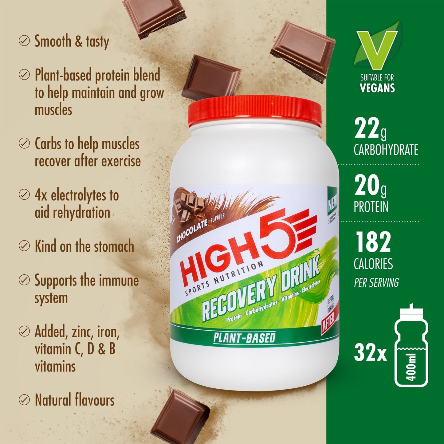 High5 PLANT-BASED RECOVERY DRINK (1.6kg) Chocolade
