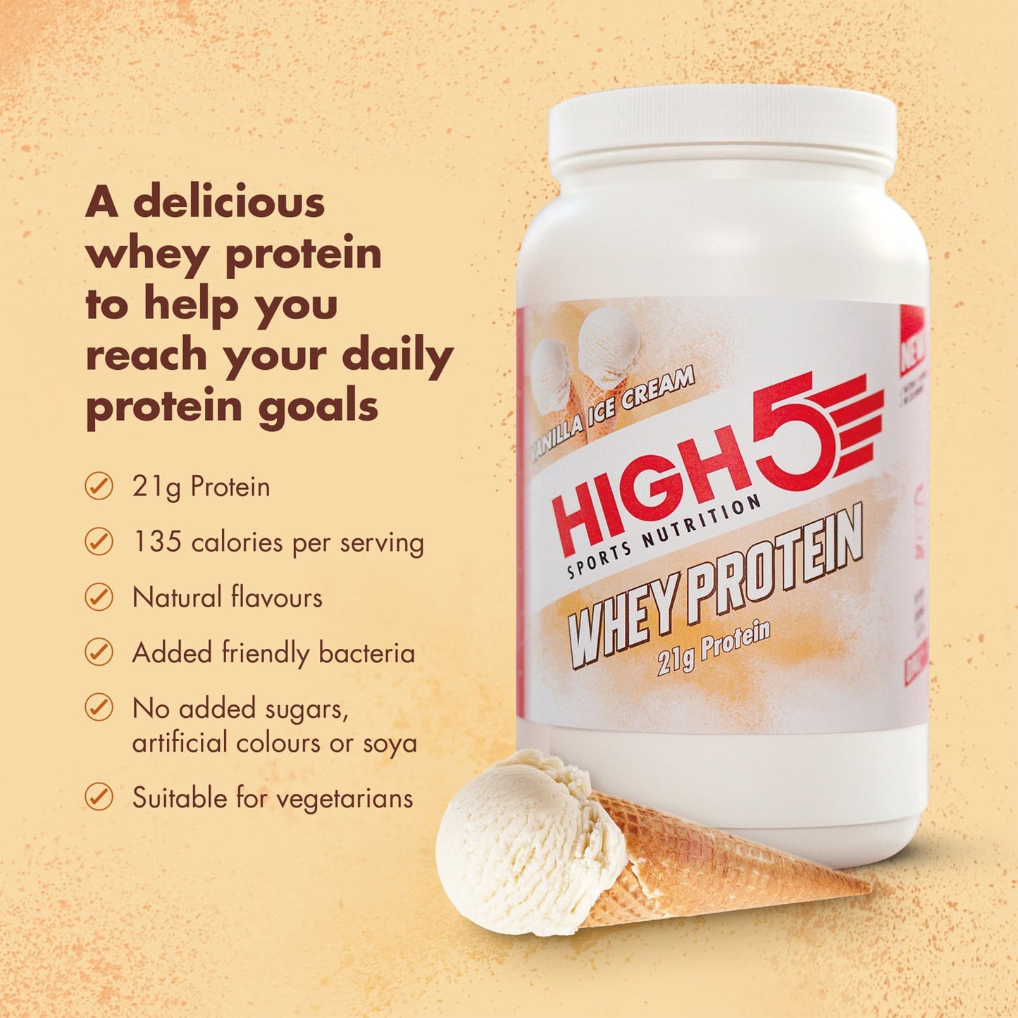 High5 WHEY PROTEIN Hersteldrank (700g) Vanille ijs