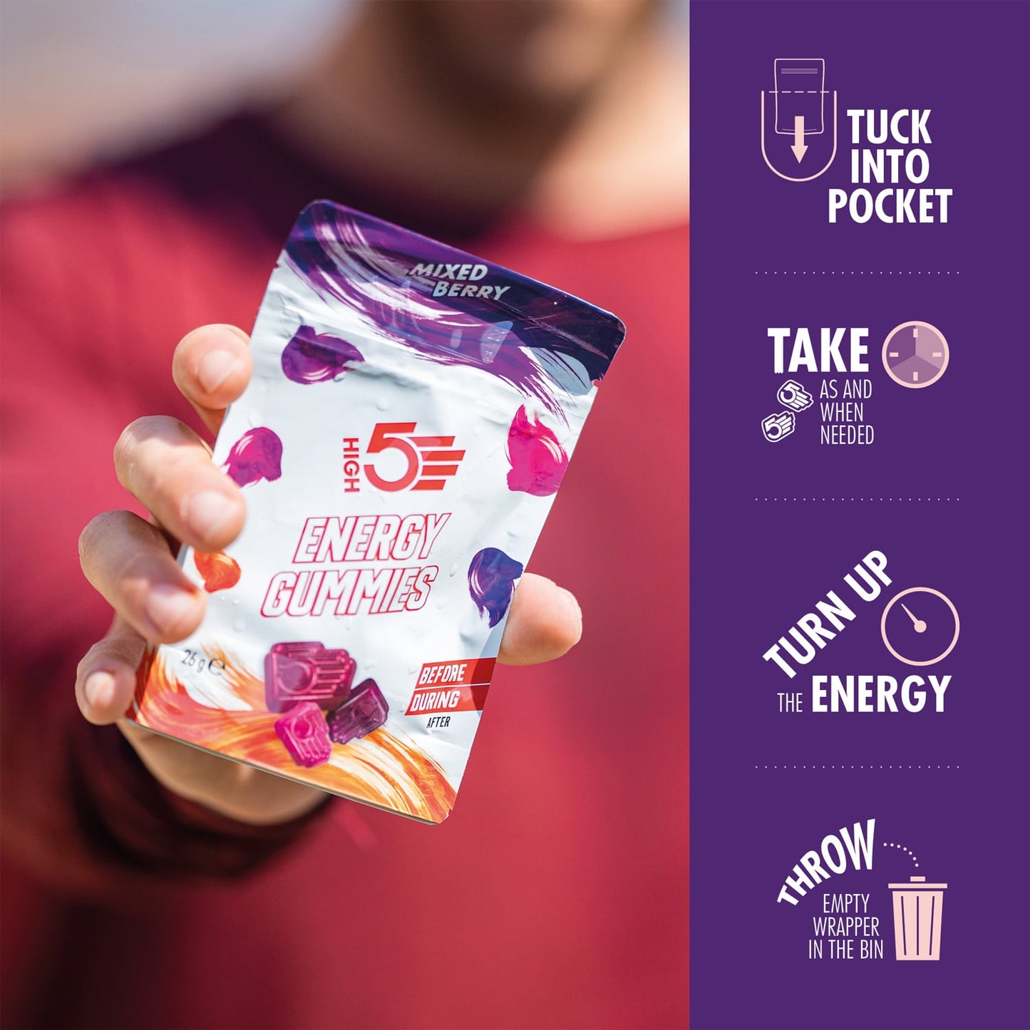 High5 ENERGY GUMMIES (26g) Rode vruchten