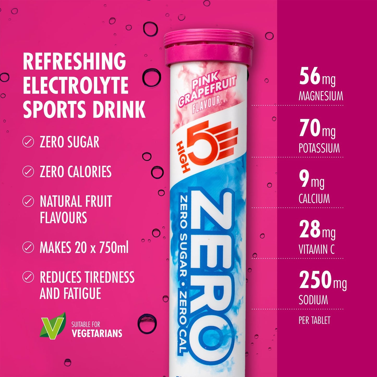High5 ZERO elektrolyten hydratatie (20 tabletten) pompelmoes