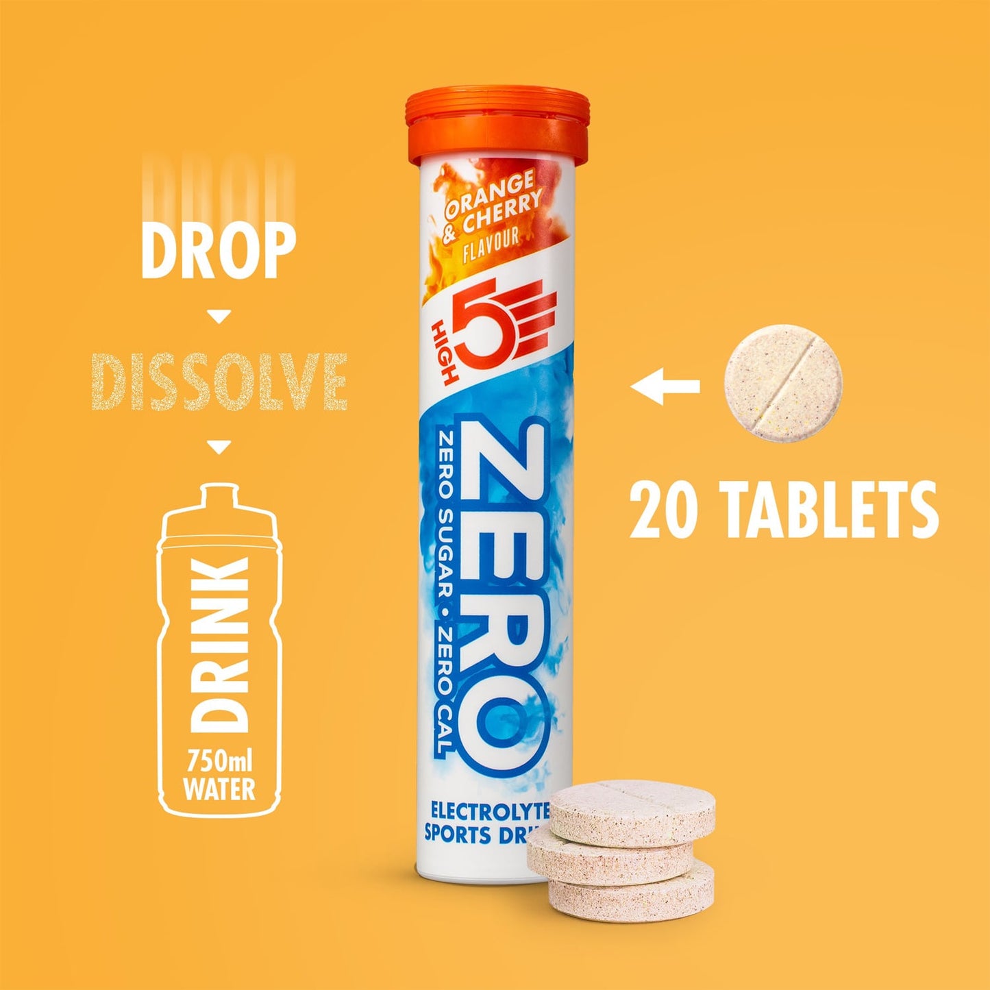 High5 ZERO elektrolyten hydratatie (20 tabletten) sinaasappel en kers