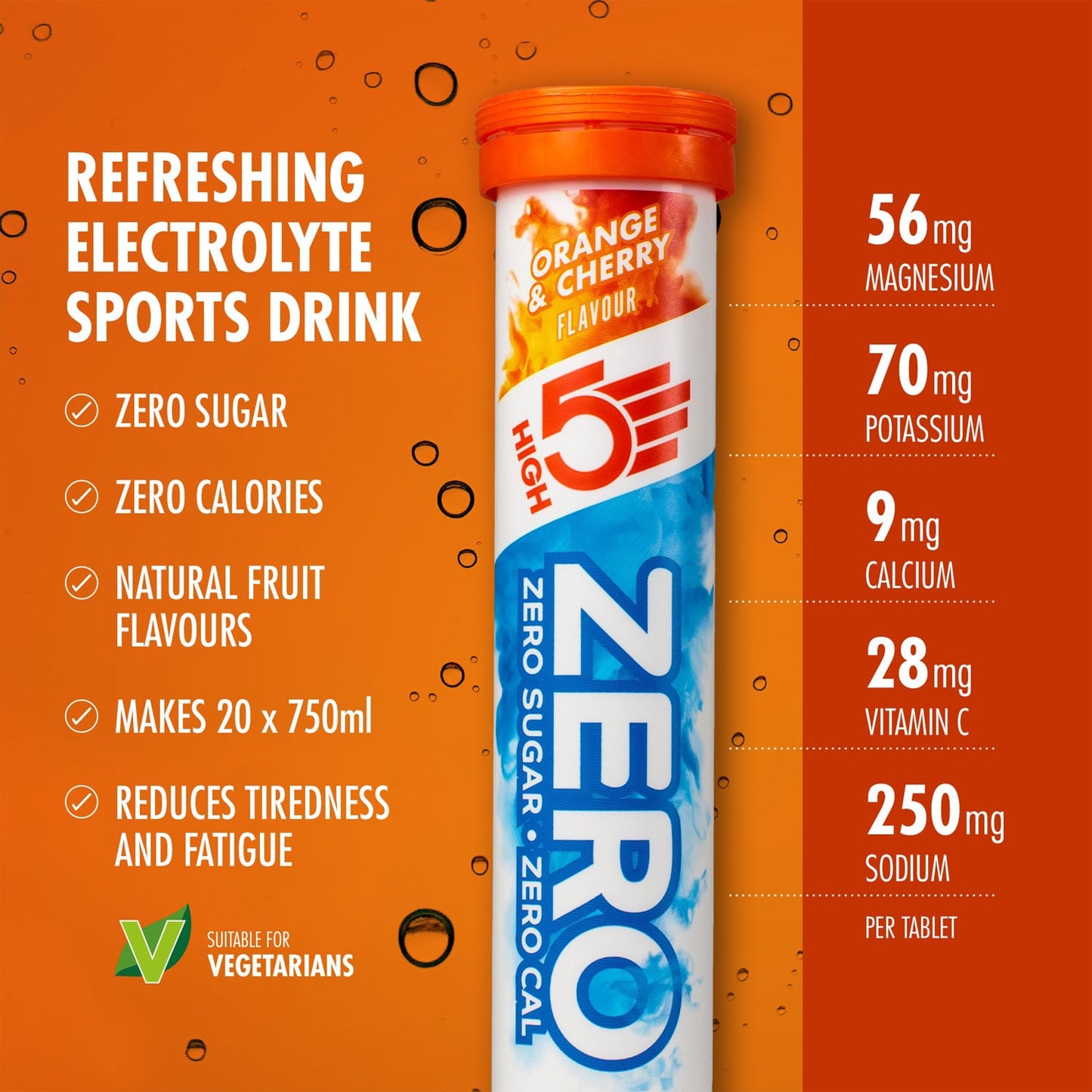 High5 ZERO elektrolyten hydratatie (20 tabletten) sinaasappel en kers