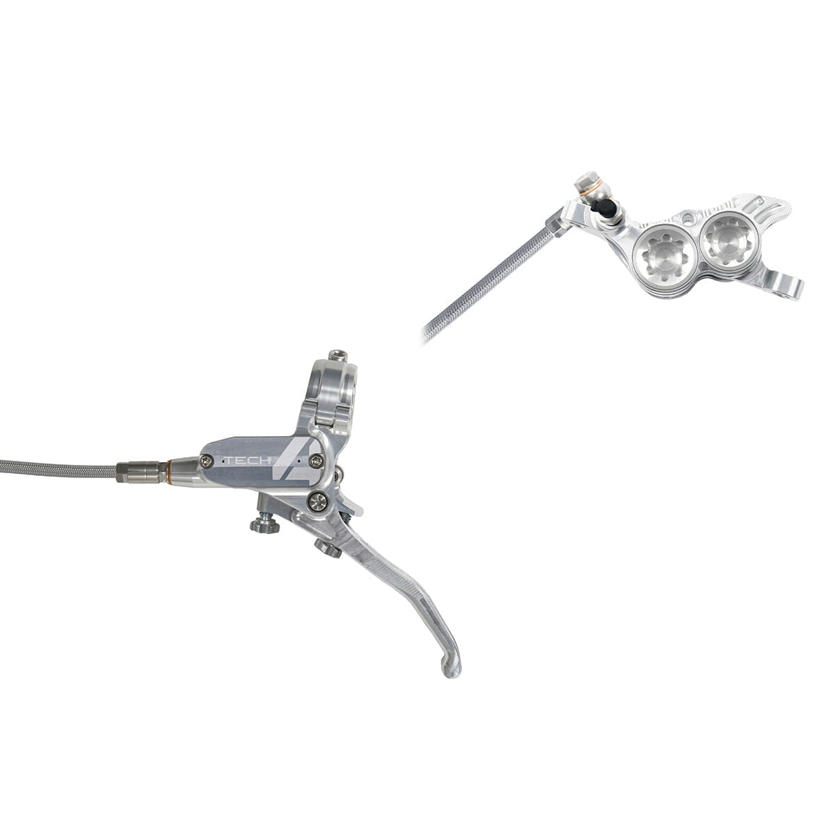Paar HOPE TECH 4 V4 Luchtvaart remslangen Zilver/Zilver
