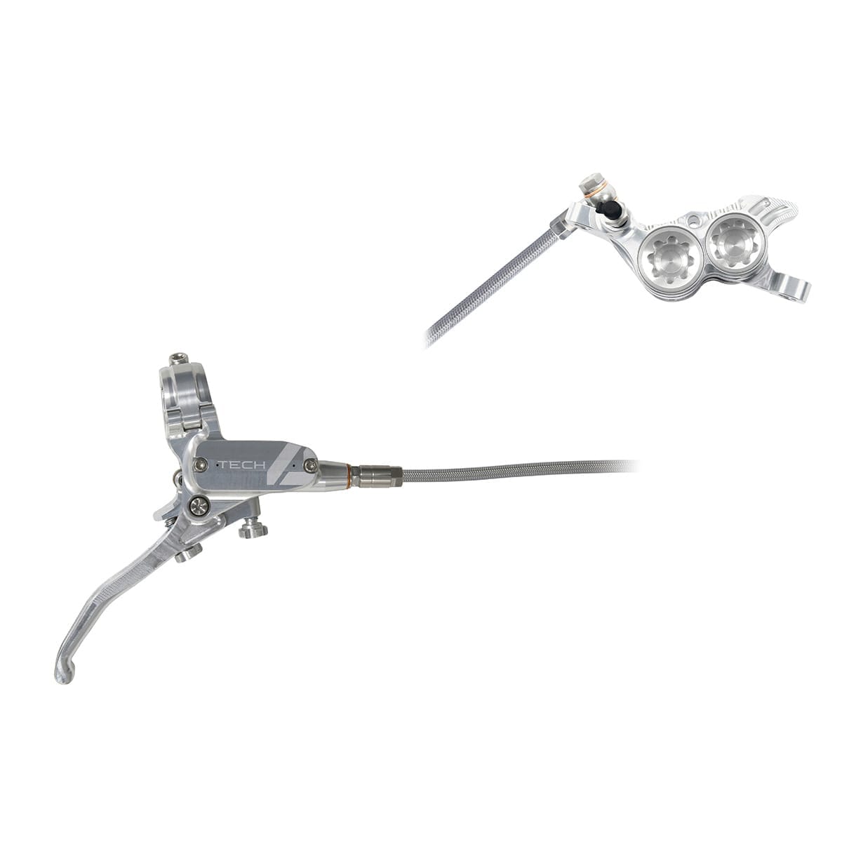 Paar HOPE TECH 4 V4 Luchtvaart remslangen Zilver/Zilver