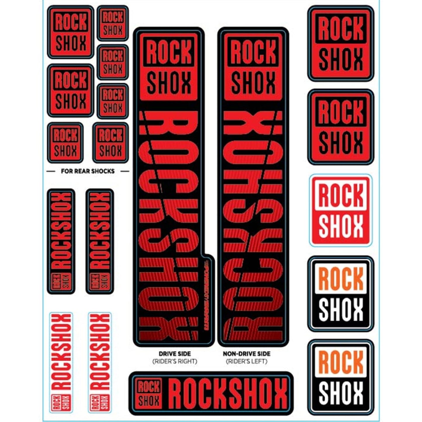Kit Stickers pour Fourches Simple Té ROCKSHOX Plongeurs 35 mm (2018+) Rouge