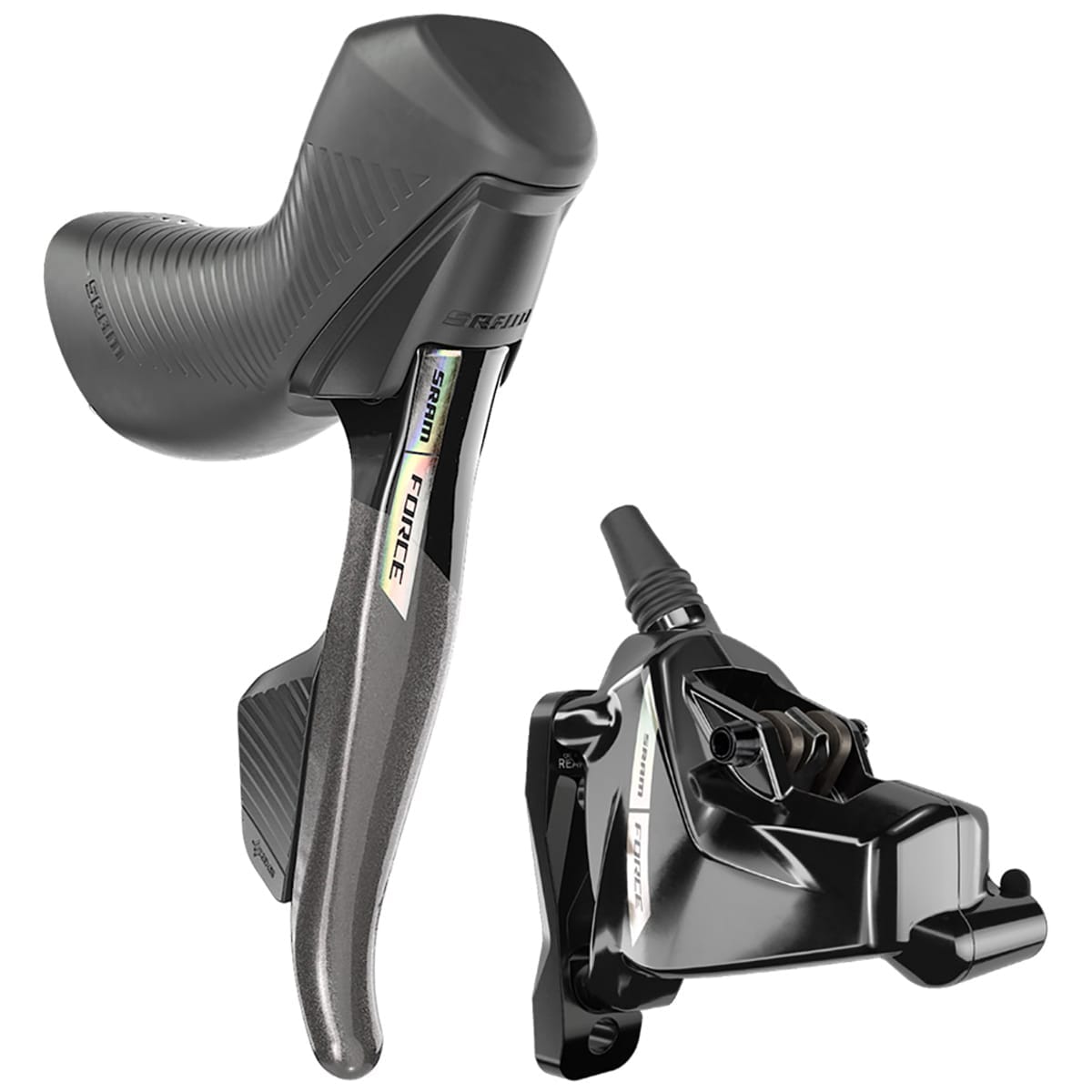 Paar SRAM FORCE AXS D2 HRD 2x12 Flat Mount Discless Hendels en Remklauwen