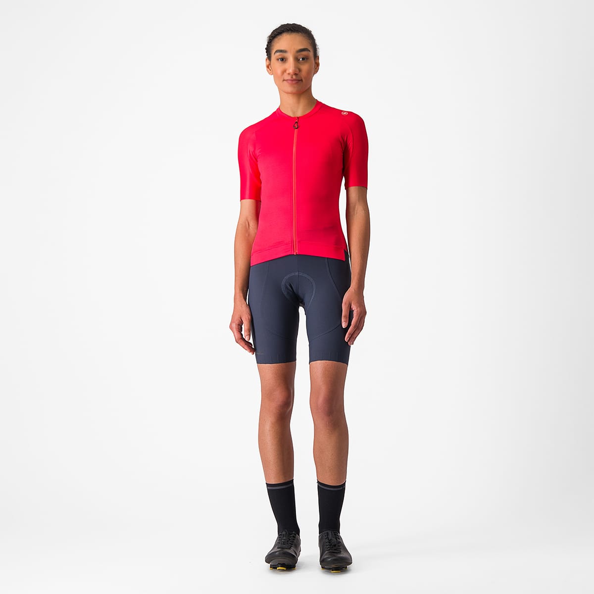 CASTELLI ESPRESSO Damestrui met korte mouwen en hibiscusblaadjes
