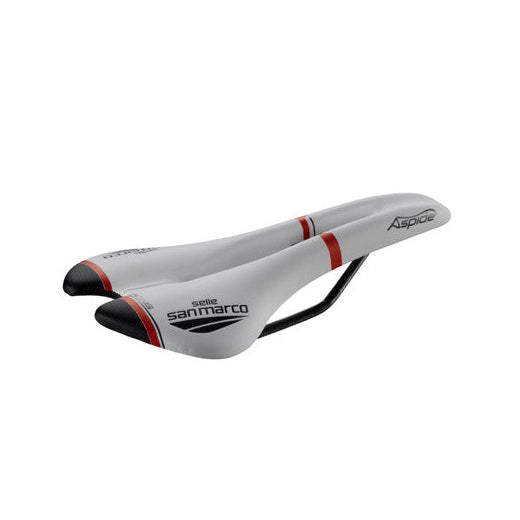 Zadel SAN MARCO ASPIDE RACING OPEN FIT NARROW Rails Xsilite Wit/Zwart/Rood