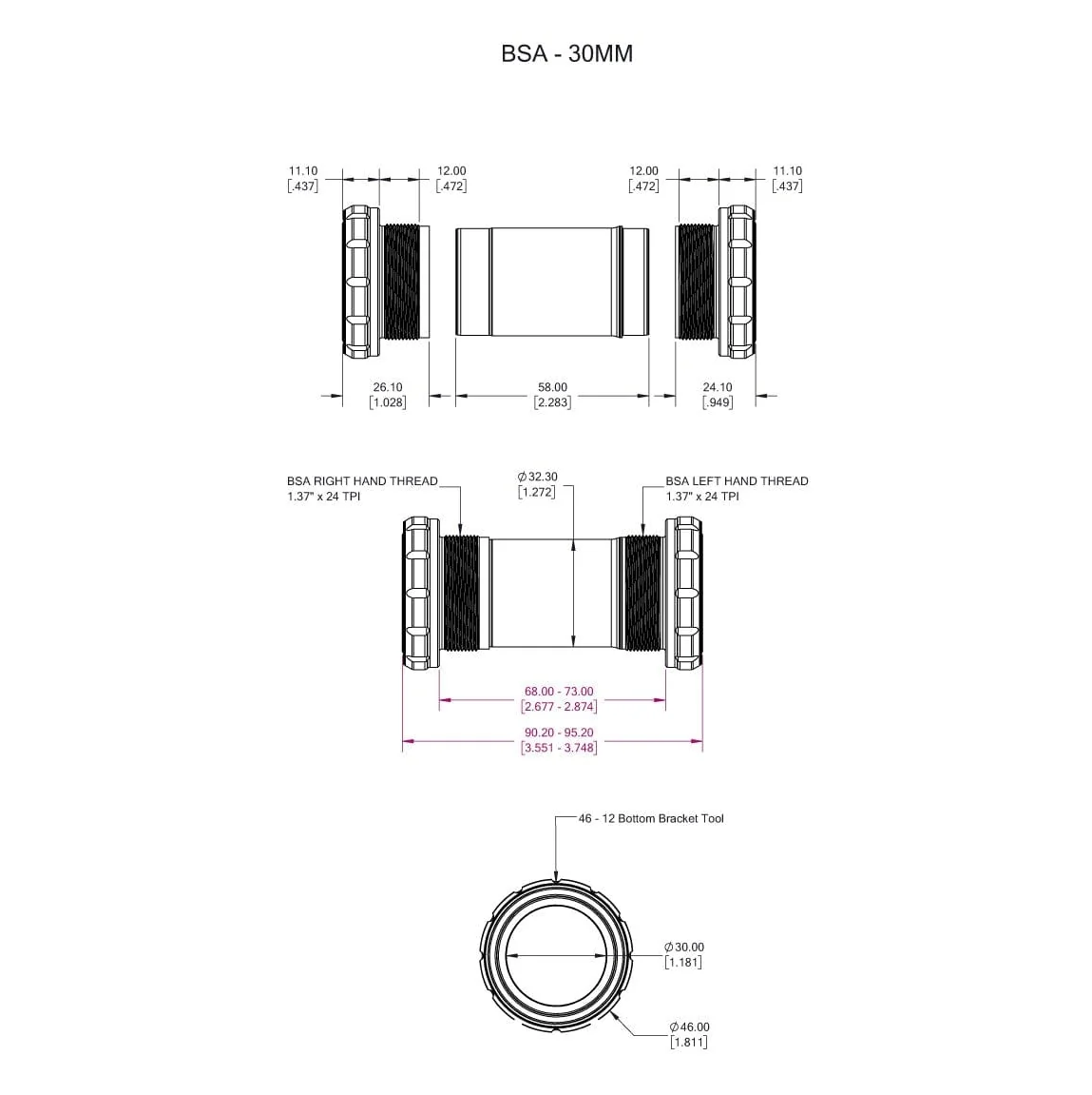 WOLFTOOTH BSA 30mm Ultraviolet Paars crankstel