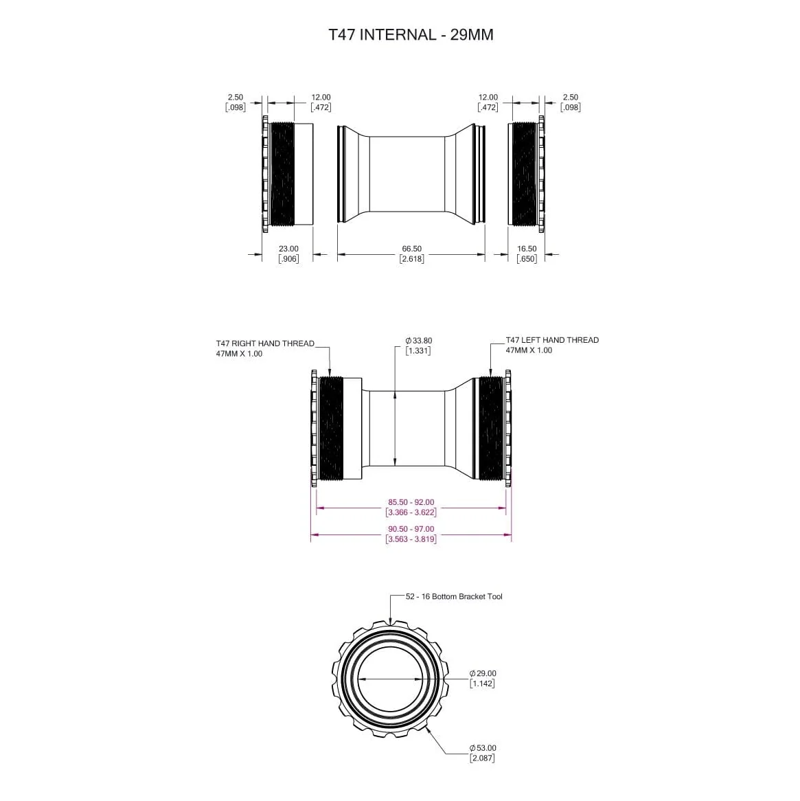 WOLFTOOTH T47 29mm SRAM DUB Black crankstel