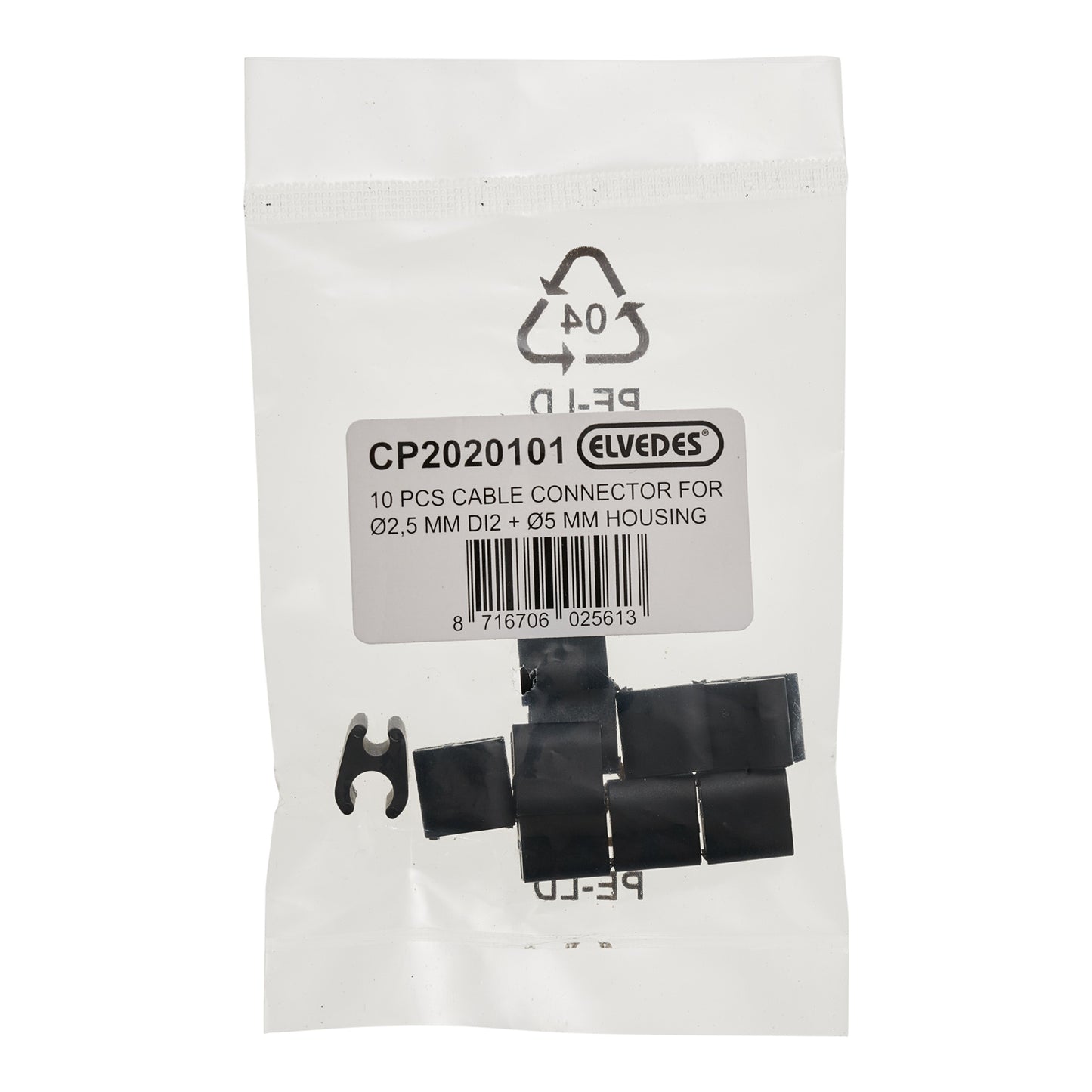 Set van 10 ELVEDES Kabels Clips Duo Zwart 5mm/2,5mm DI2