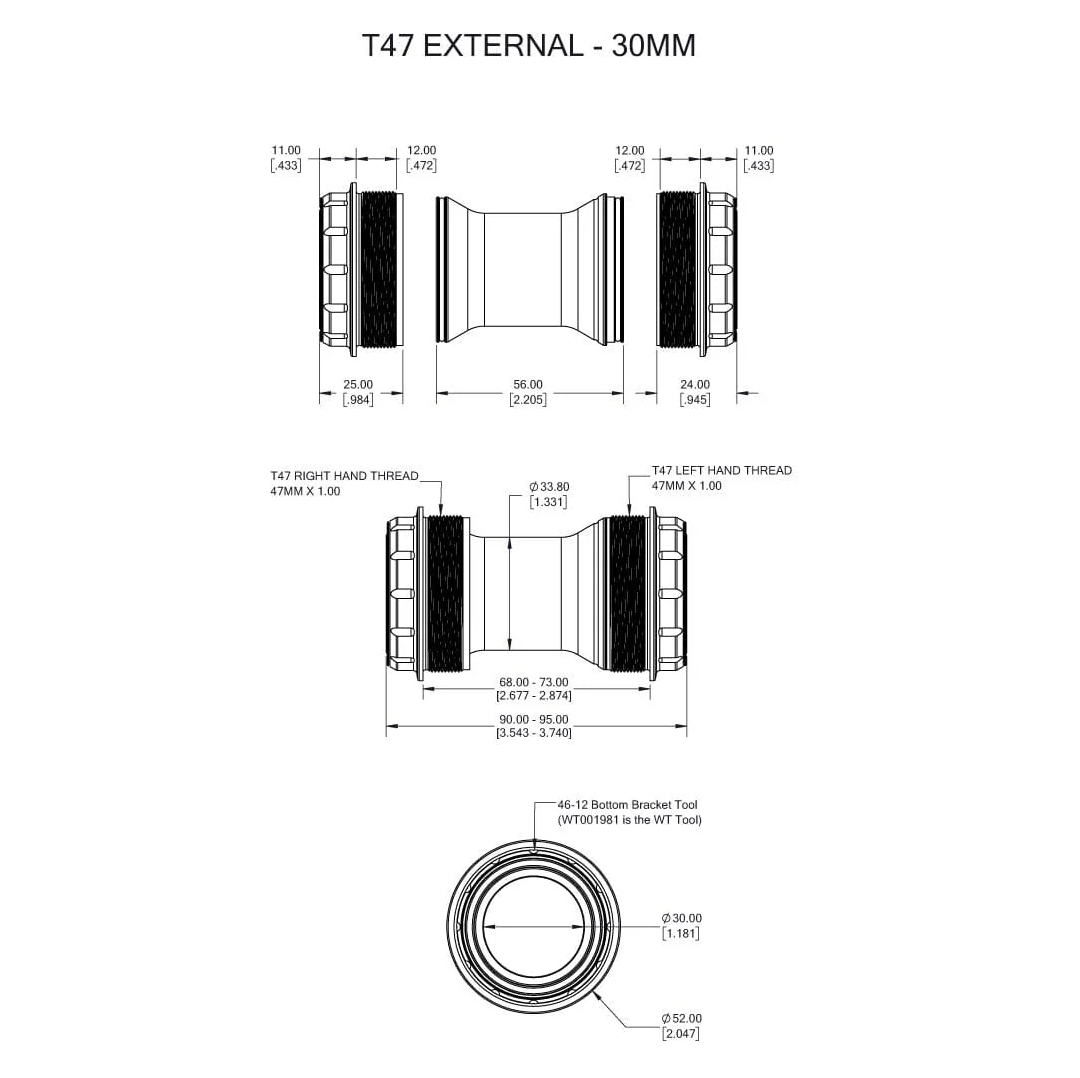 WOLFTOOTH T47 Extern 30mm Oranje crankstel