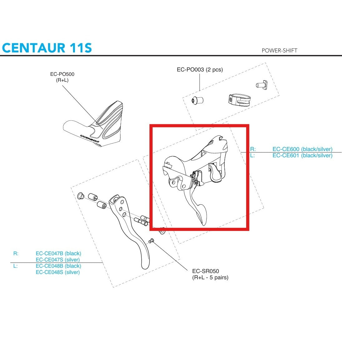 Linker schakelpookhuis CAMPAGNOLO CENTAUR 11V 2018 Velgremmen