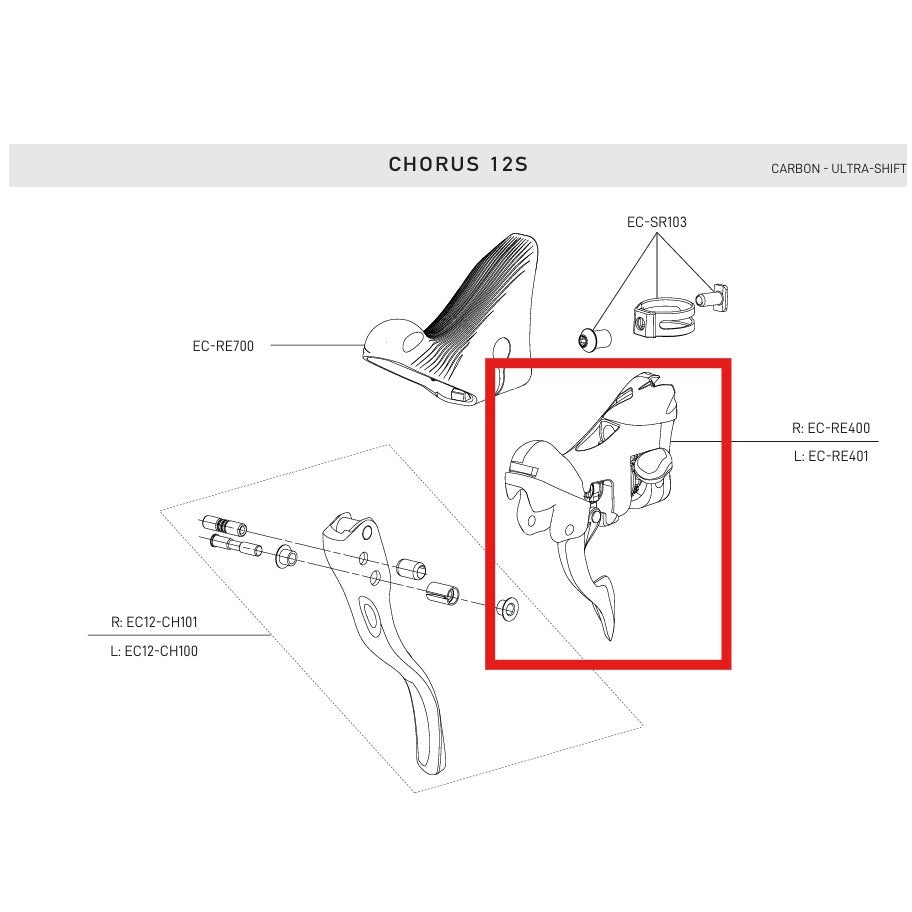 CAMPAGNOLO RECORD / CHORUS 12V 2019 Links Shifter Body Velgremmen