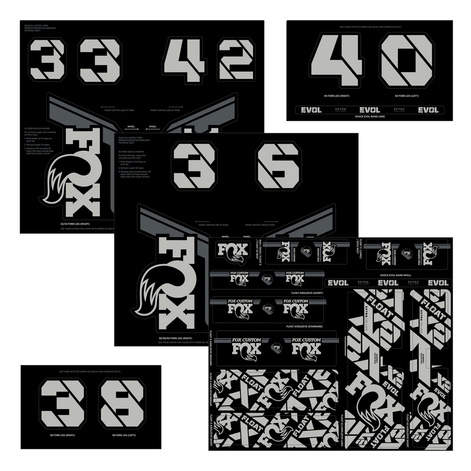 FOX vork- en schokdemperstickerset grijs