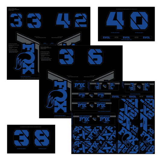 FOX vork en schokdemper blauwe stickerset