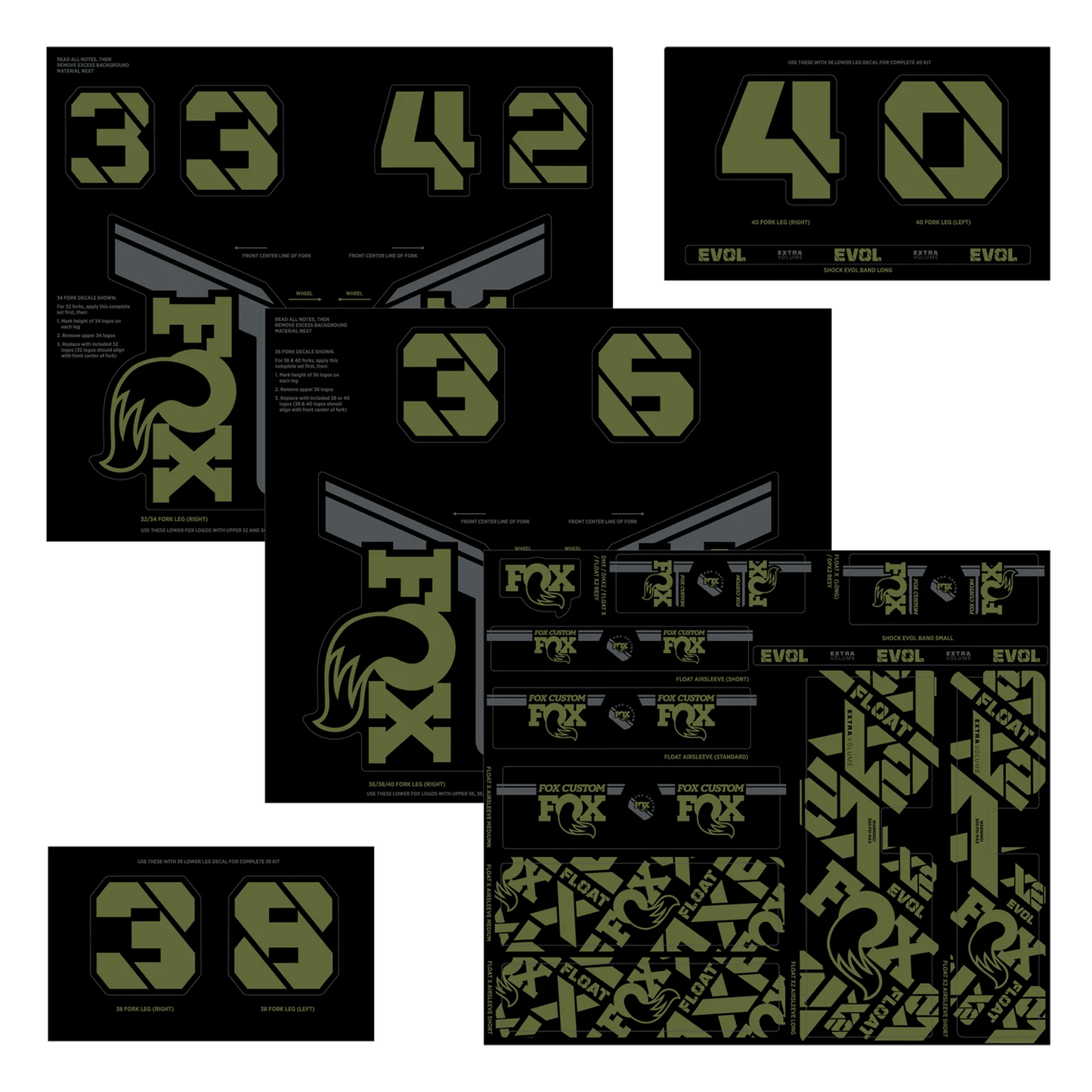 FOX Vork- en schokdemperstickers Olijfgroen