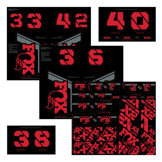 FOX vork- en schokdemperstickerset rood