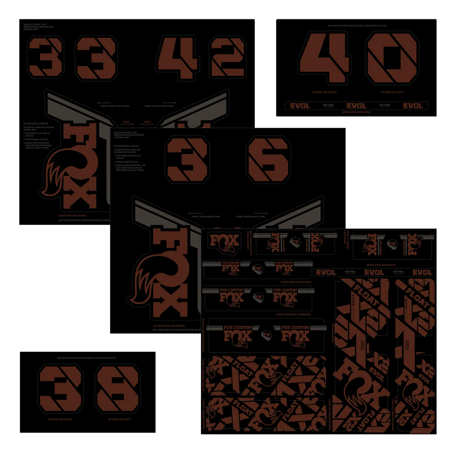 FOX vork- en schokdemperstickerset bruin