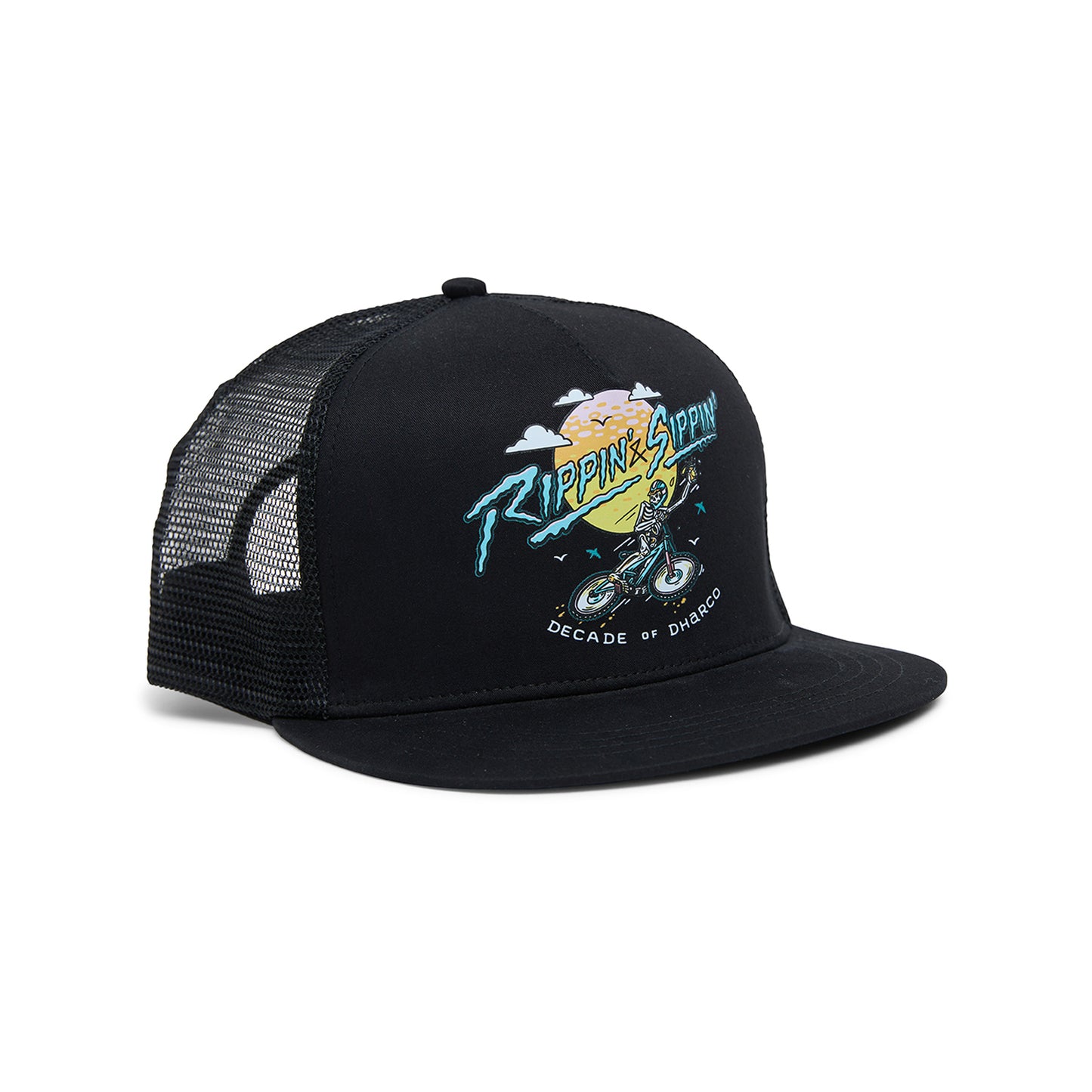 DHARCO FLAT BRIM TRUCKER RIPPIN EN SIPPIN Pet Zwart
