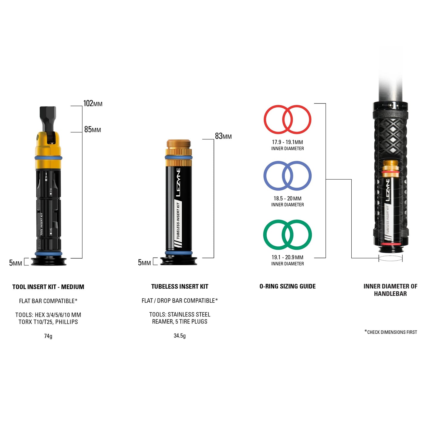 Tubeless reparatieset + Multi-Tool M Geïntegreerd LEZYNE stuur