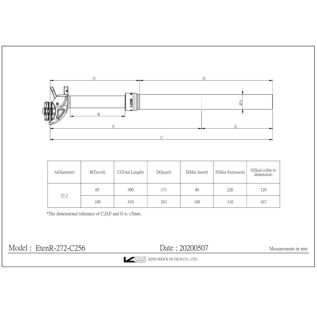 KS KIND SHOCK ETEN REMOTE Telescopische Zadelpen