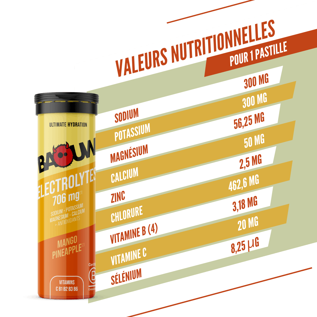 BAOUW Energiedrank (Tube van 10 tabletten) Mango/Pinaanas